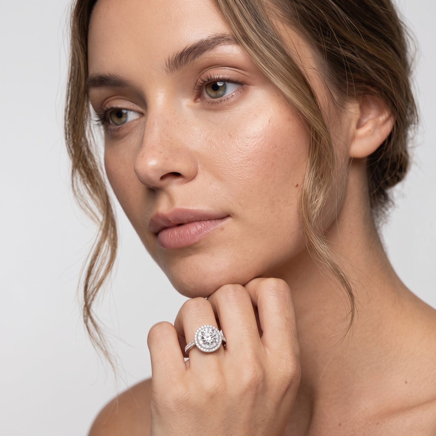 3.00 Carat Lab Grown Round Cut Diamond Halo Ring Christmas Gift