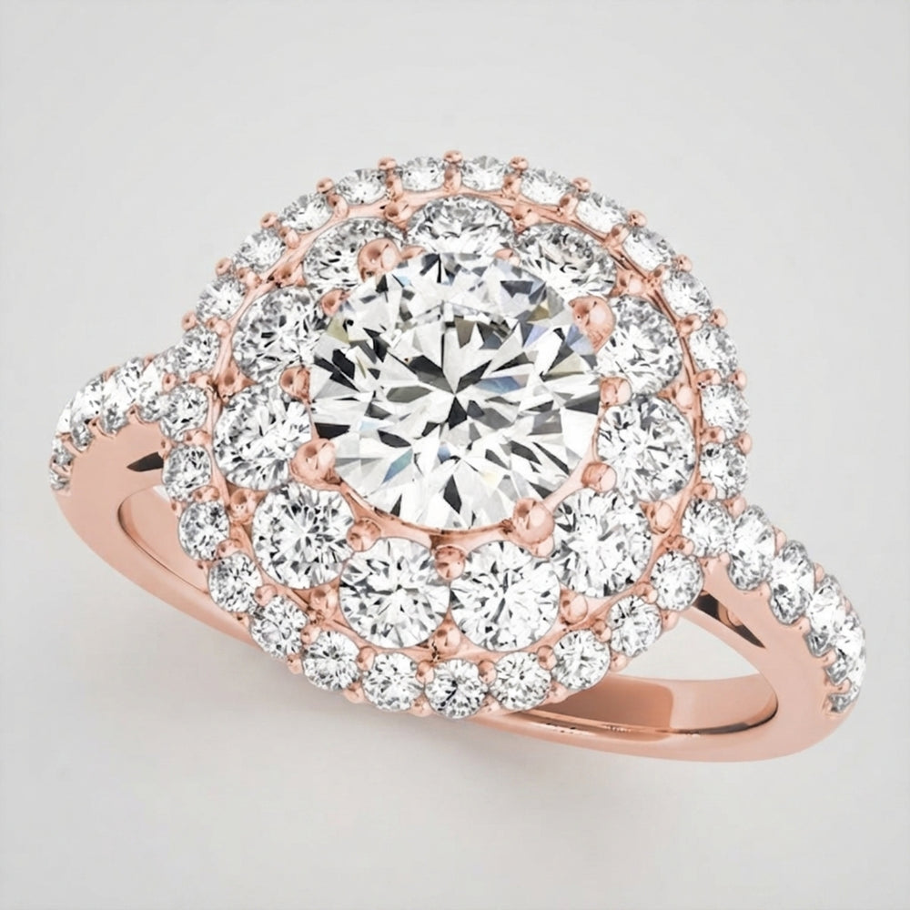 3.00 Carat Lab Grown Round Cut Diamond Halo Ring Gift Girlfriend