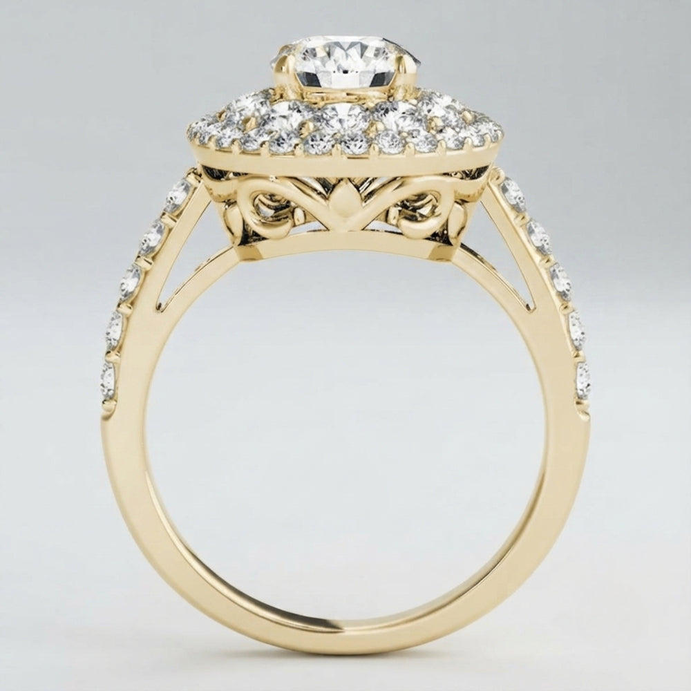 3.00 Carat Lab Grown Round Cut Diamond Halo Ring Mothers Day Gift
