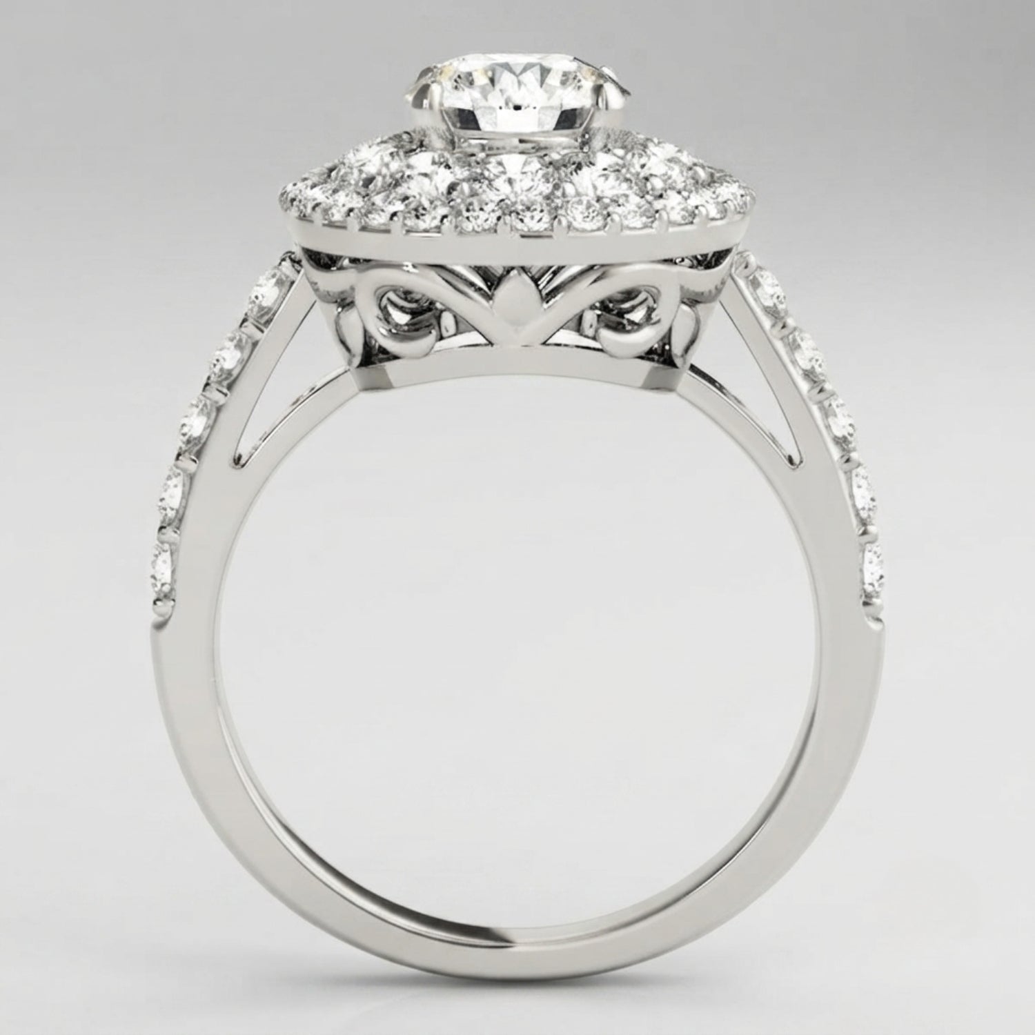 3.00 Carat Lab Grown Round Cut Diamond Halo Ring Proposal Ring