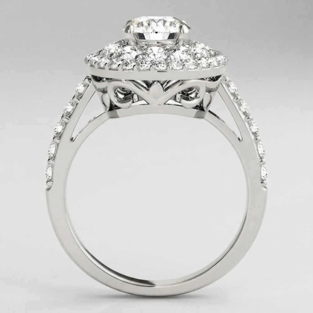 3.00 Carat Lab Grown Round Cut Diamond Halo Ring Proposal Ring