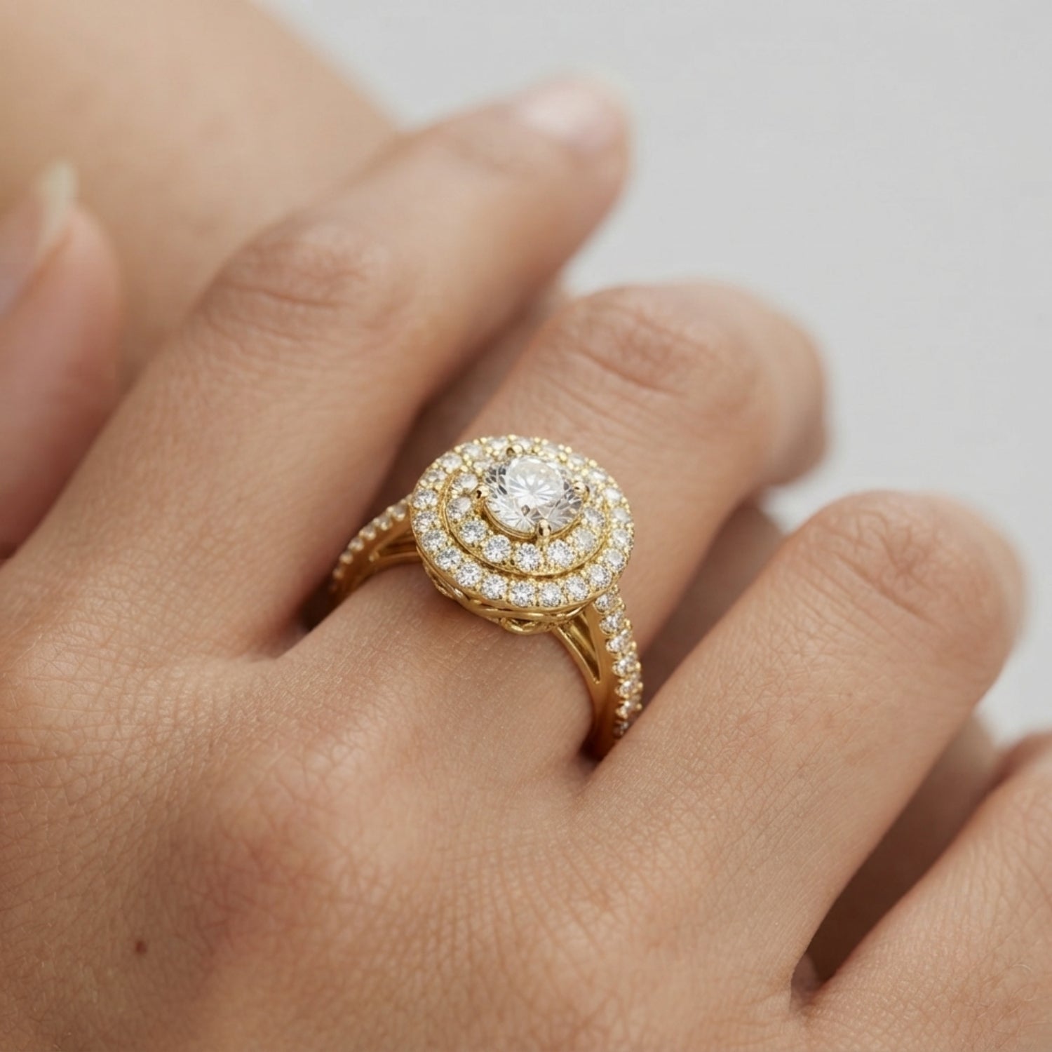 3.00 Carat Lab Grown Round Cut Diamond Halo Ring Valentines Gift