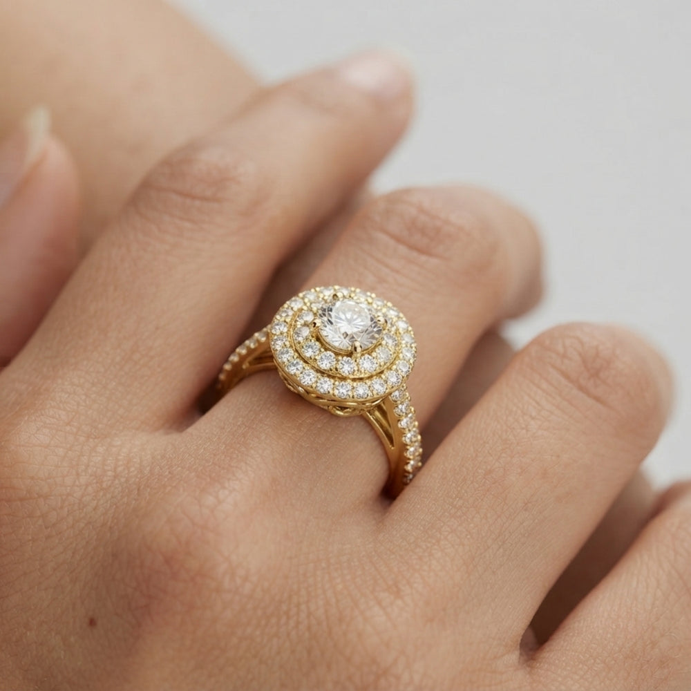 3.00 Carat Lab Grown Round Cut Diamond Halo Ring Valentines Gift