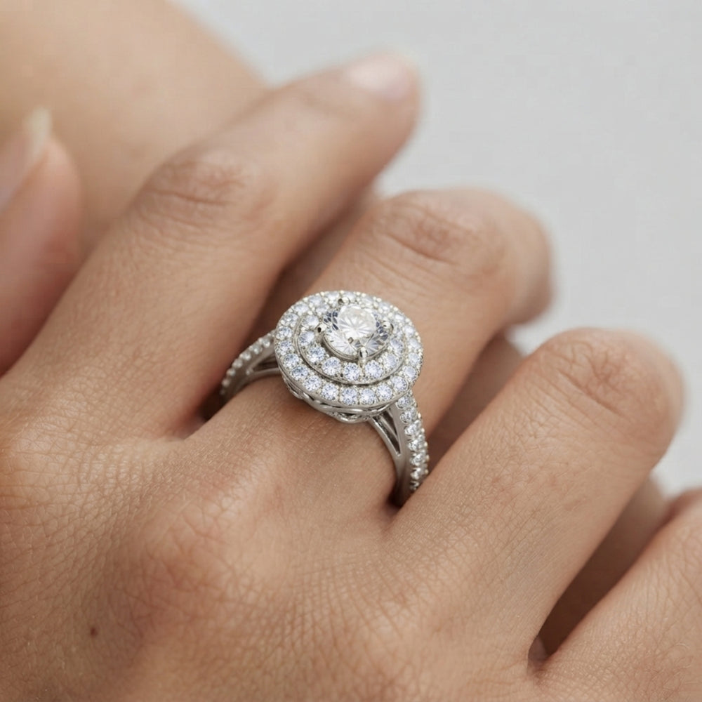 3.00 Carat Lab Grown Round Cut Diamond Halo Ring Wedding Gift Her