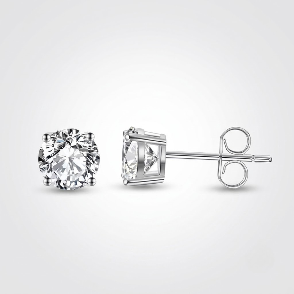 3.2mm 1/4ct natural diamond stud earrings in white gold.