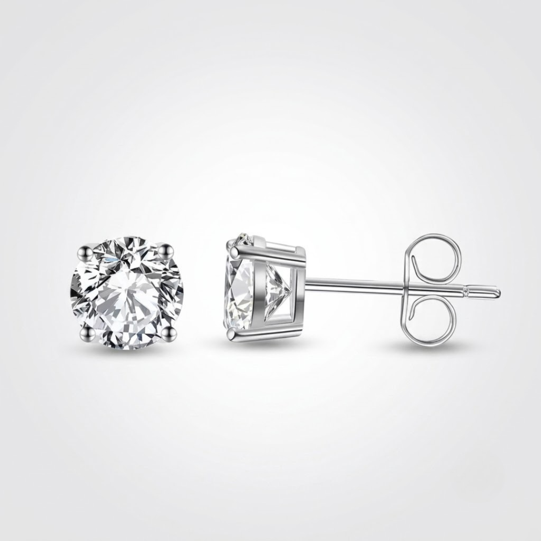 3.2mm 1/4ct natural diamond stud earrings in white gold.