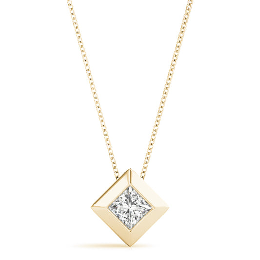 Princess-Cut Diamond Geometric Bezel Set Pendant Necklace