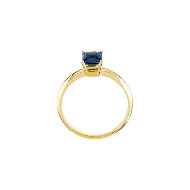 Emerald Blue Sapphire Solitaire Ring in Yellow Gold