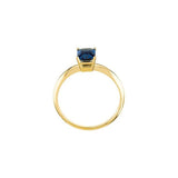 Emerald Blue Sapphire Solitaire Ring in Yellow Gold