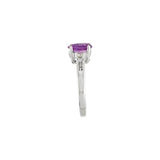 Pear Amethyst Three Stone Ring with Diamond Accents in White Gold