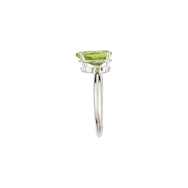 Pear Peridot Solitaire Ring in White Gold