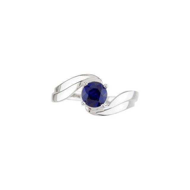 Round Blue Sapphire Solitaire Ring in White Gold