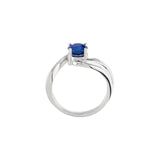 Round Blue Sapphire Solitaire Ring in White Gold