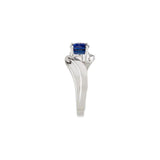 Round Blue Sapphire Solitaire Ring in White Gold