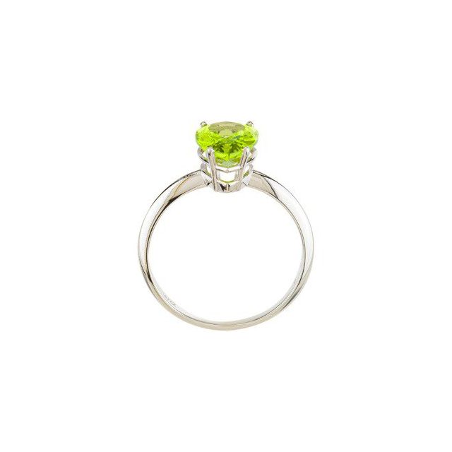 Pear Peridot Solitaire Ring in White Gold