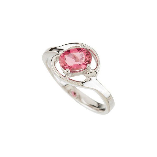 Oval Pink Tourmaline Solitaire Ring in White Gold