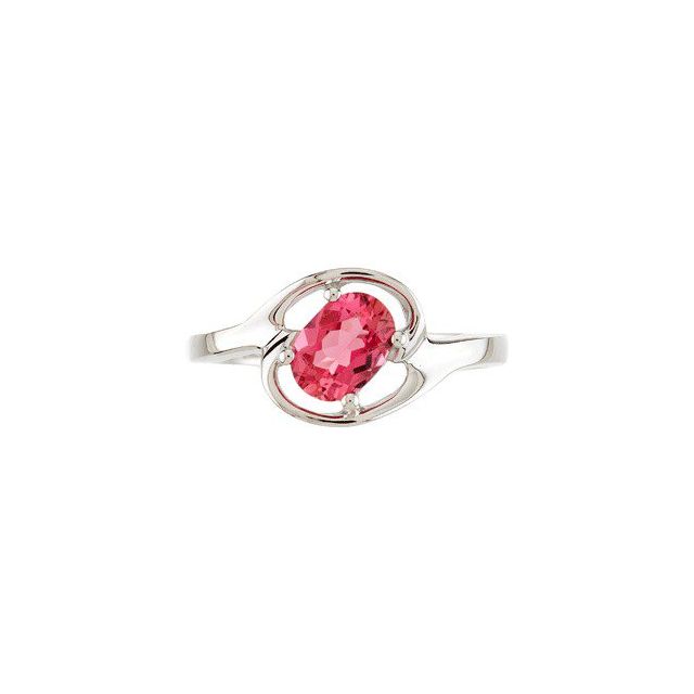 Oval Pink Tourmaline Solitaire Ring in White Gold