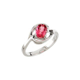 Oval Pink Tourmaline Solitaire Ring in White Gold