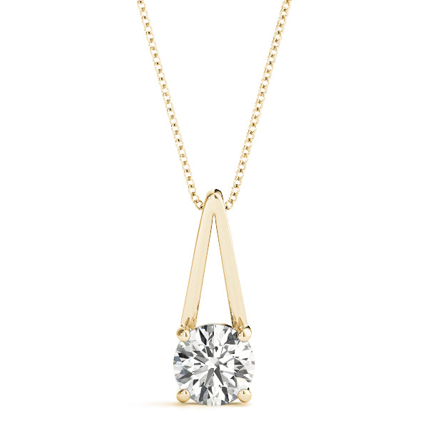 Natural Round Cut 4-Prong Solitaire Diamond Pendant