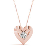 Lab-Grown Round Cut Diamond Heart Shape Necklace Pendant For Women