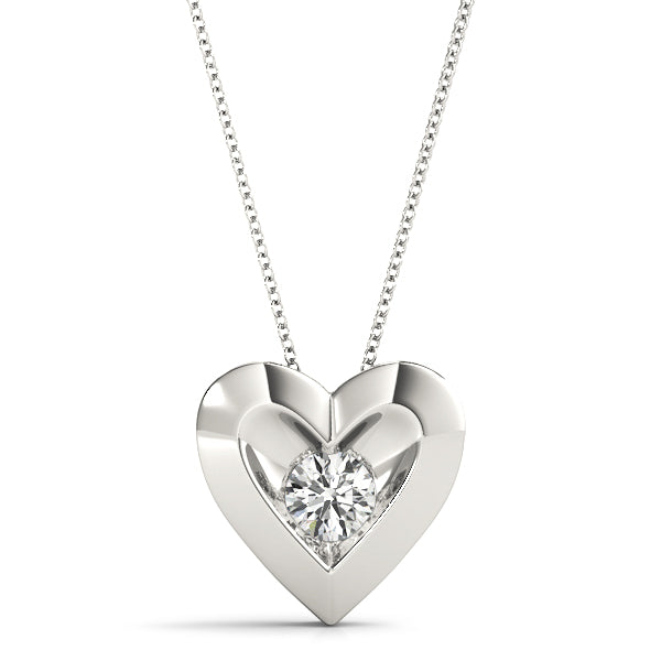 Lab-Grown Round Cut Diamond Heart Shape Necklace Pendant For Women