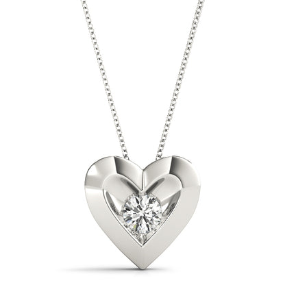 Lab-Grown Round Cut Diamond Heart Shape Necklace Pendant For Women