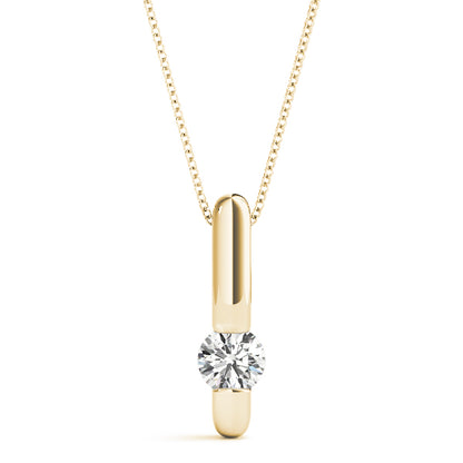 D-VVS Round Cut Lab-Grown Diamond Bar Setting Necklace Pendant For Women