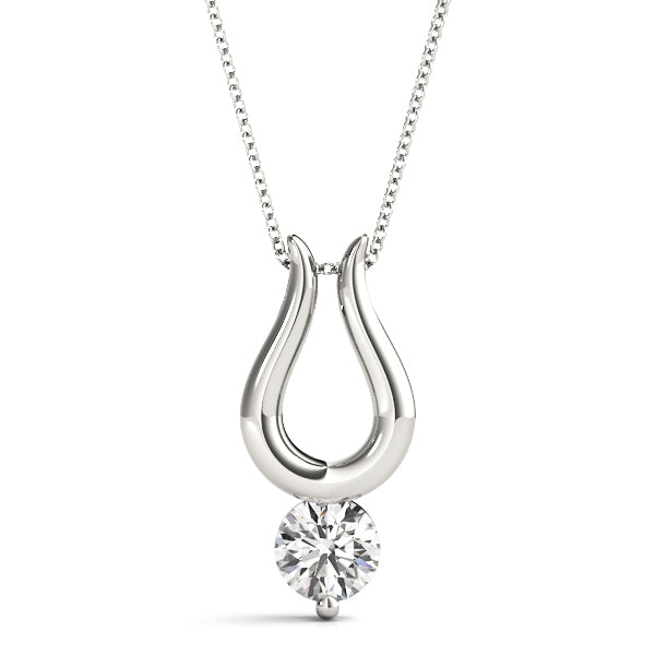 D VVS Diamond Pendant Horseshoe Inspired Solitaire Pendant Without Chain