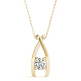 D-VVS Lab Grown Round Cut Diamond 4-Prong Necklace Pendant For Women