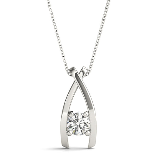 D-VVS Lab Grown Round Cut Diamond 4-Prong Necklace Pendant For Women