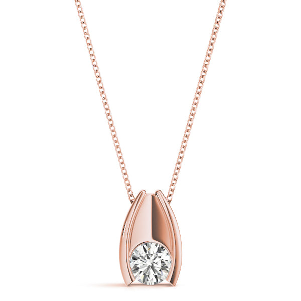 D-VVS Lab-Grown Round Cut Diamond Solitaire Pendant Necklace Jewelry