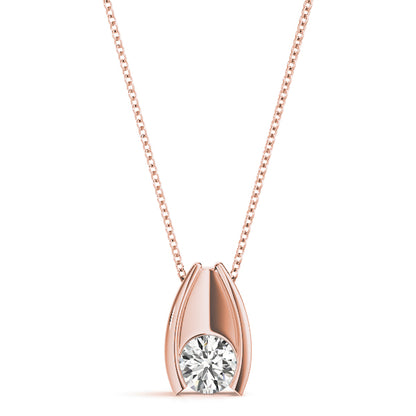 D-VVS Lab-Grown Round Cut Diamond Solitaire Pendant Necklace Jewelry