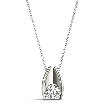 D-VVS Lab-Grown Round Cut Diamond Solitaire Pendant Necklace Jewelry