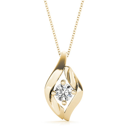 0.25 Ct To 0.75 Ct Natural Round Leaf-Inspired Diamond Pendant