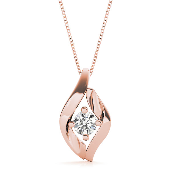 0.25 Ct To 0.75 Ct Natural Round Leaf-Inspired Diamond Pendant