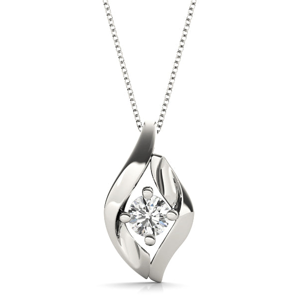 0.25 Ct To 0.75 Ct Natural Round Leaf-Inspired Diamond Pendant