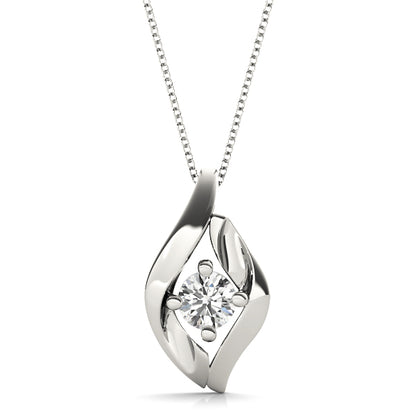 0.25 Ct To 0.75 Ct Natural Round Leaf-Inspired Diamond Pendant