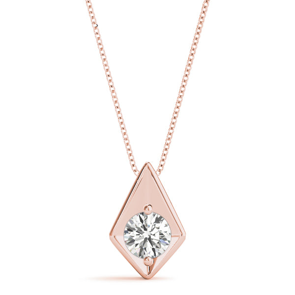 Lab-Grown D-VVS Round Cut  Diamond Triangular Shape Necklace Pendant.