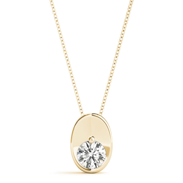 Lab-Grown D-VVS Round Cut Diamond Oval Shape Pendant Necklace For Women