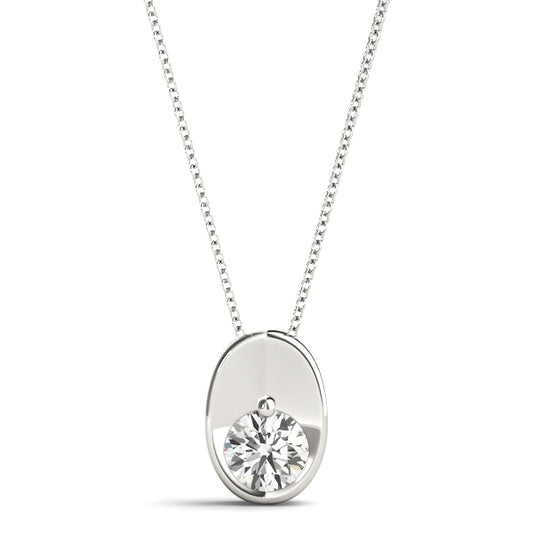 Lab-Grown D-VVS Round Cut Diamond Oval Shape Pendant Necklace For Women