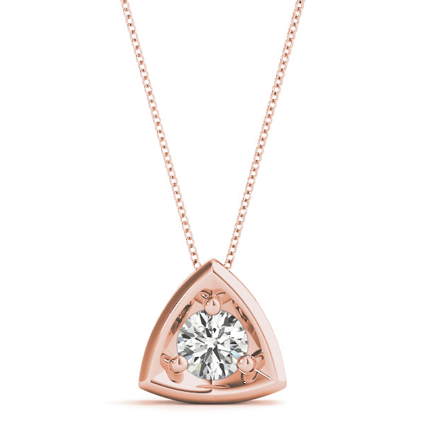 Lab-Grown Round Cut Diamond Triangle Shape Necklace Pendant.