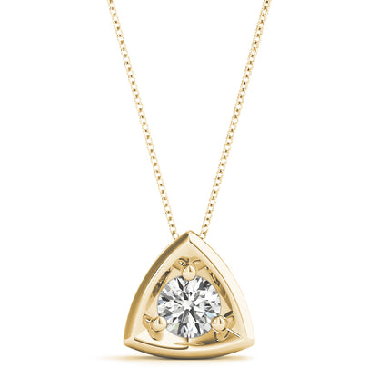 Lab-Grown Round Cut Diamond Triangle Shape Necklace Pendant.