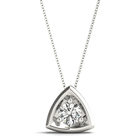 0.20 Ct To 2.00 Ct Natural Round Shape Diamond Triangle Pendant