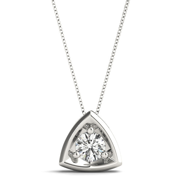 0.20 Ct To 2.00 Ct Natural Round Shape Diamond Triangle Pendant Without Chain