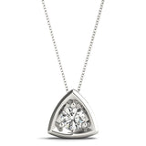 0.20 Ct To 2.00 Ct Natural Round Shape Diamond Triangle Pendant Without Chain