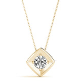 Lab-Grown Round Cut Diamond Square Shape Necklace Pendant.