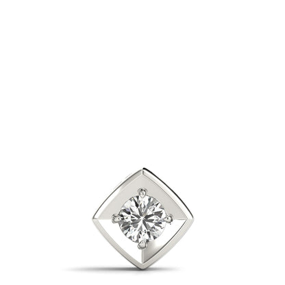 Lab-Grown Round Cut Diamond Square Shape Necklace Pendant.