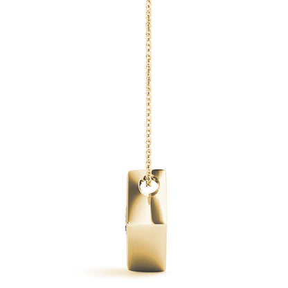 Lab-Grown Round Cut Diamond Square Shape Necklace Pendant.