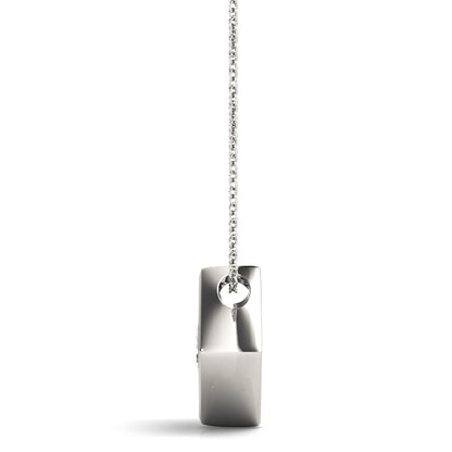 Lab-Grown Round Cut Diamond Square Shape Necklace Pendant.