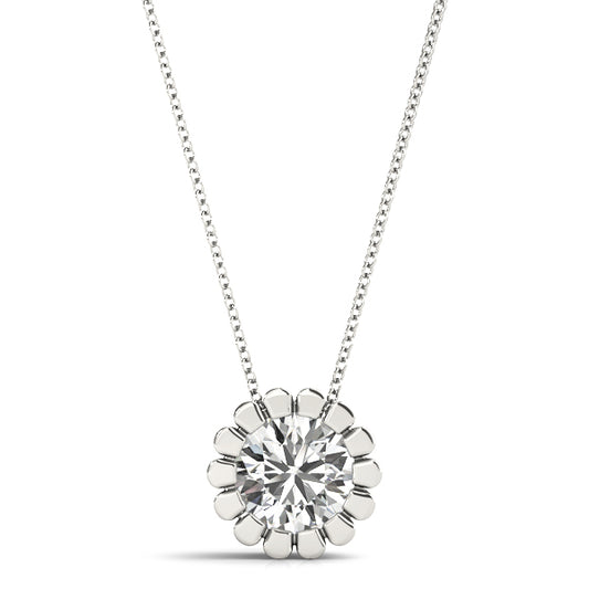 Natural Round Diamond Flower Shape Pendant